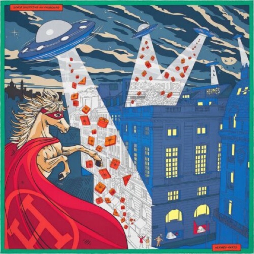 Hermes Silk Scarf - Space Shopping - Picture 1 of 2